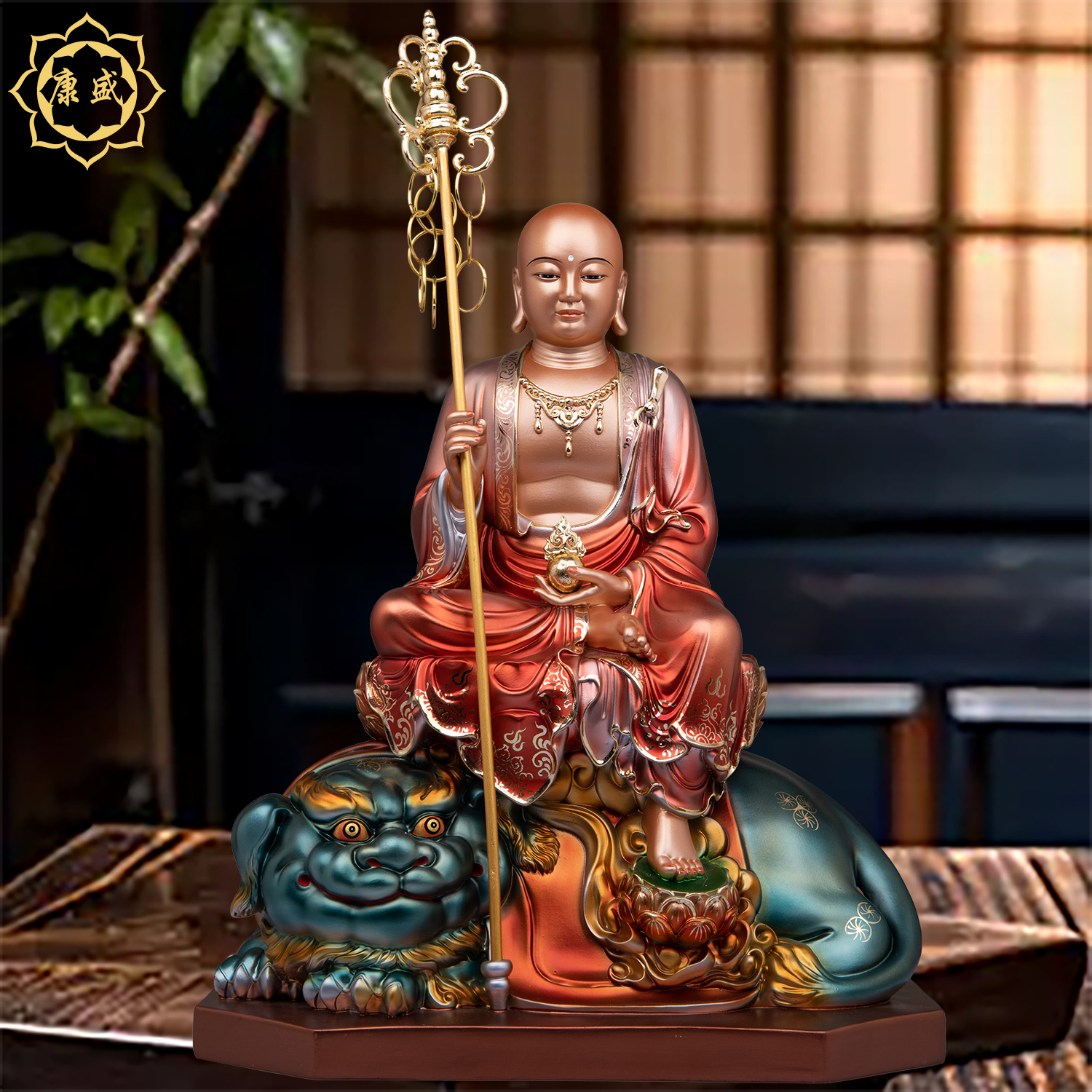 地藏王菩萨佛像树脂九华山坐谛听南五地藏王佛像平安家用供奉摆件