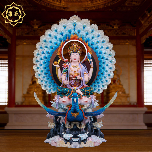 孔雀明王铜像金刚佛母孔雀大明王密宗多罗菩萨铜佛像家用供奉摆件