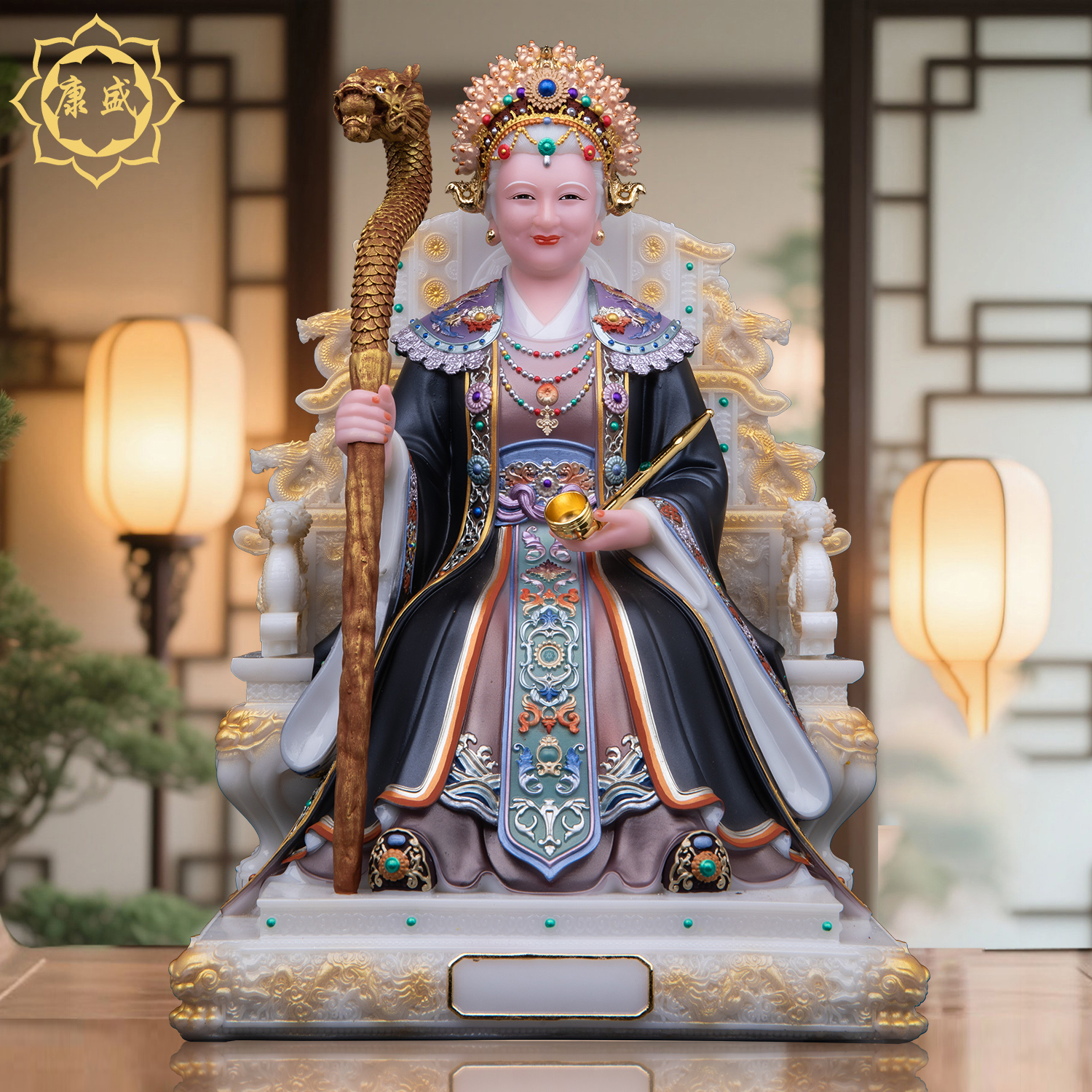 黑老太太神像汉白玉东北铁刹山黑妈妈黑奶奶真身佛堂家用供奉摆件