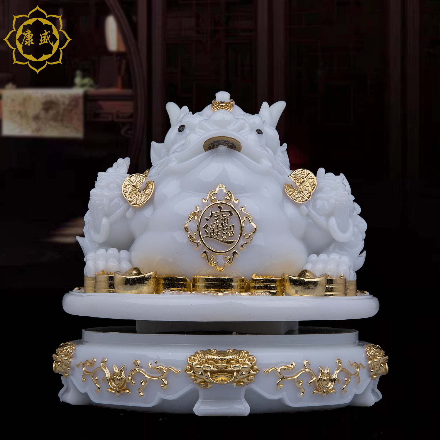 金蟾汉白玉店铺摆件开业礼品