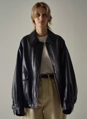 FACADE PATTERN皮衣外套女秋冬nothing writtenn宽松机车夹克上衣
