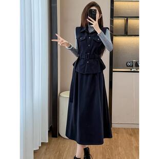 ROUMIKL慵懒穿搭配一整套装裙女秋冬韩系马甲叠穿毛衣半身裙巨好