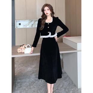 ROUMIKL秋冬加绒法式小香风长袖上衣半身裙两件套大码胖mm时尚显