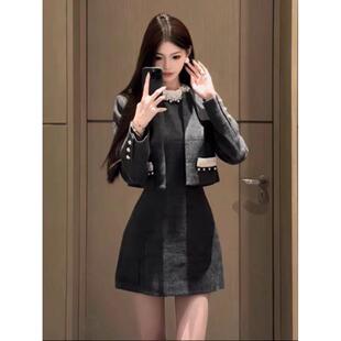 ROUMIKL富家千金感小香风套装西装外套背心连衣裙高级小洋装两件