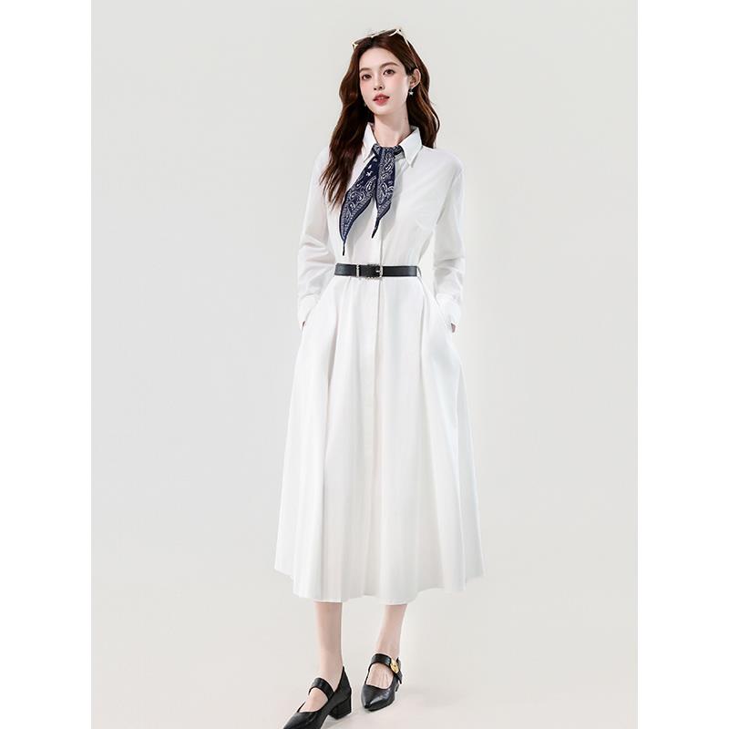 ROUMIKL松弛感高级感简约衬衣连衣裙女秋季氛围感流行穿搭慵懒风