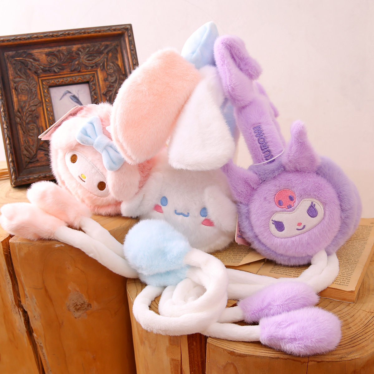 三丽鸥小孩耳罩冬季保暖毛绒儿童防寒耳包卡通库洛米女孩气囊大童