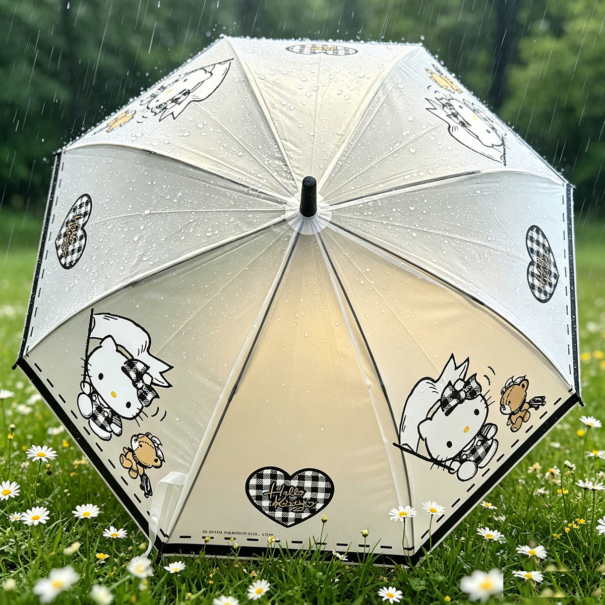 HelloKitty卡通透明雨伞可爱儿童学生防水直柄伞凯蒂猫高颜值自动
