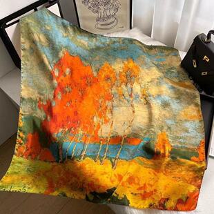 【白桦林】丽锦缎90x90丝巾气质时尚百搭方2025春夏防晒披肩围巾