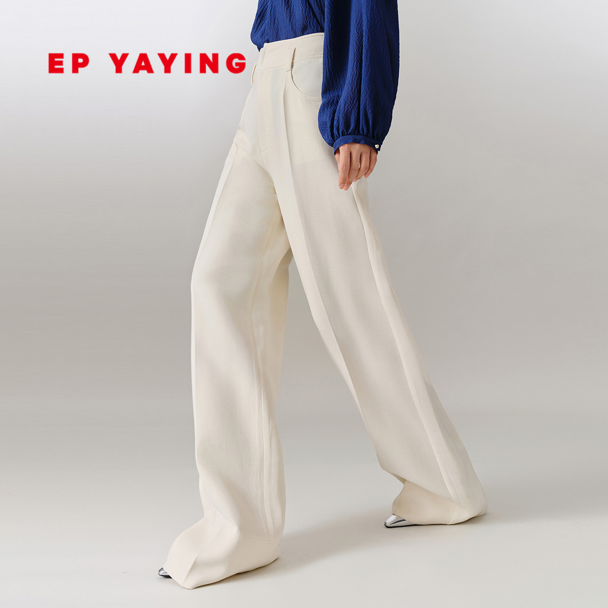 EP YAYING雅莹女装 桑蚕丝羊毛宽松纯色阔腿直筒裤 2025新款6432A