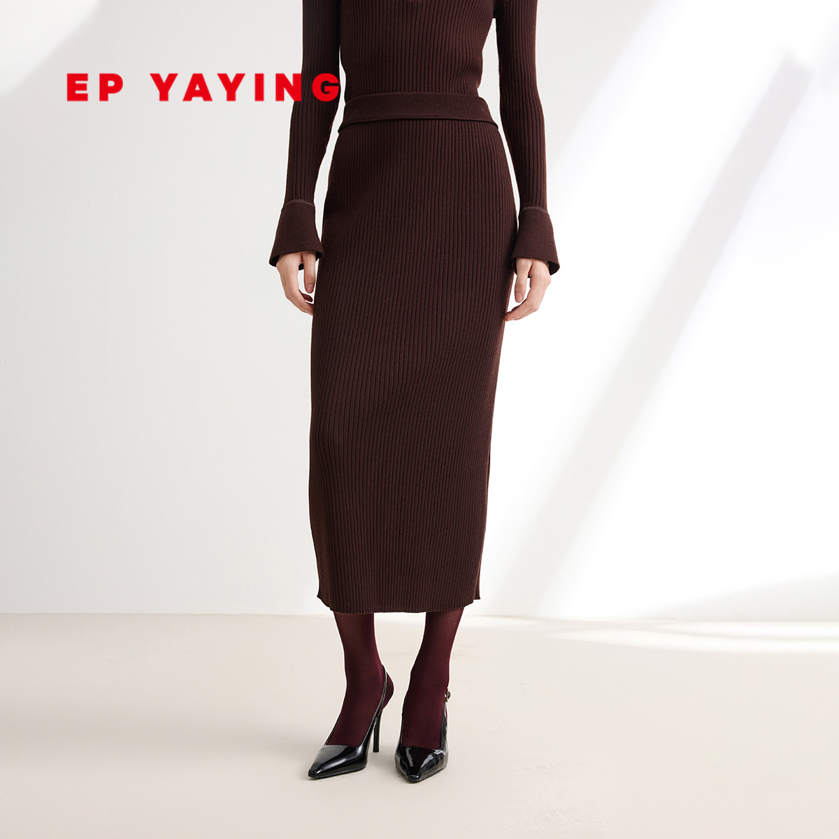 EP YAYING雅莹女装 牦牛绒羊毛中长针织半身裙 商场同款 9303A