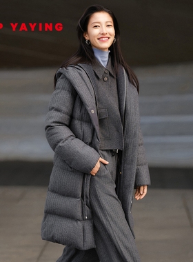 [工坊系列]EP雅莹绵羊毛连帽拼接长款鹅绒羽绒服 2025新款Y922A