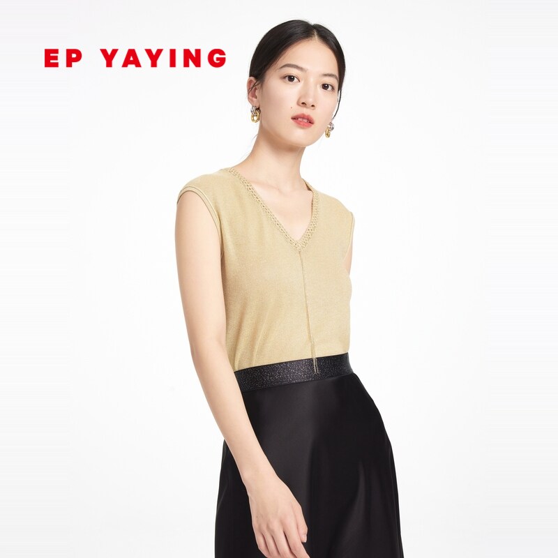 EP YAYING雅莹女装 v领修身内搭针织背心上衣 2023春夏新款9022A