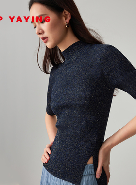 EP雅莹「骏」系列2026新款女装 含桑蚕丝半高领修身针织上衣9905A