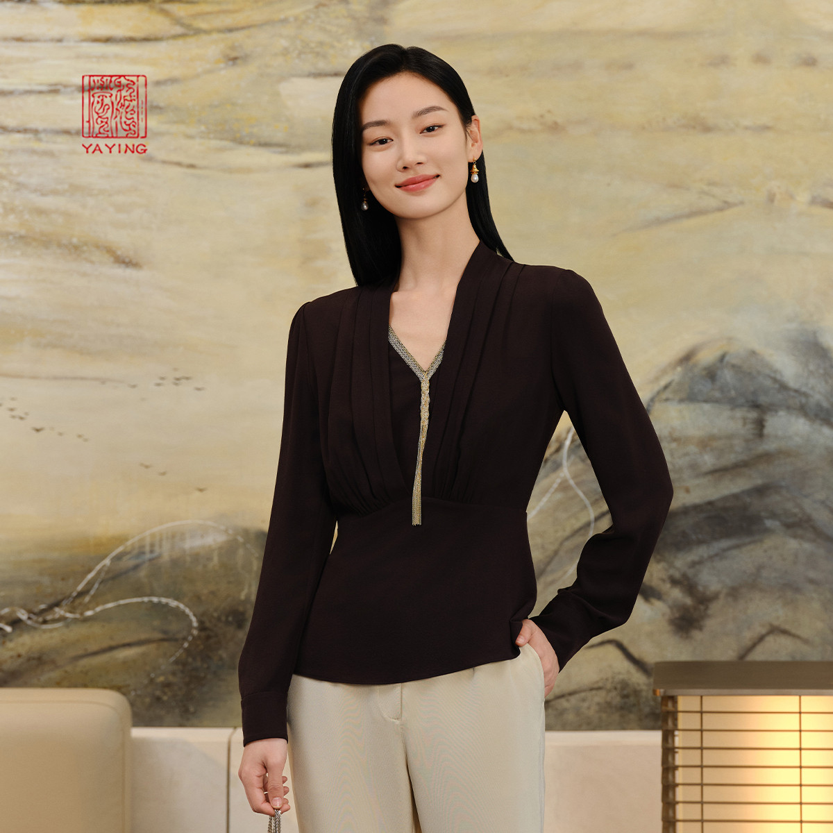 [真丝系列]EP雅莹高端系列 桑蚕丝收腰衬衫 商场同款 2308A