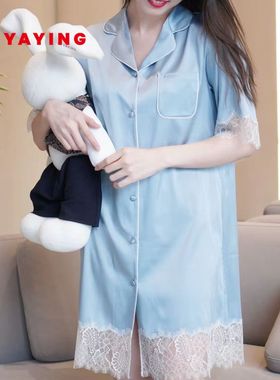 EP雅莹桑蚕丝睡裙 蕾丝拼接缎面爽滑居家服 商场同款 L401A