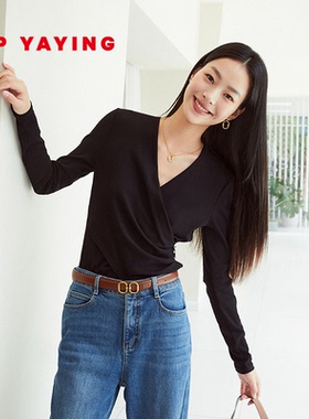 EP YAYING雅莹女装 通勤V领围裹式收腰瘦瘦衫 商场同款 5599Z