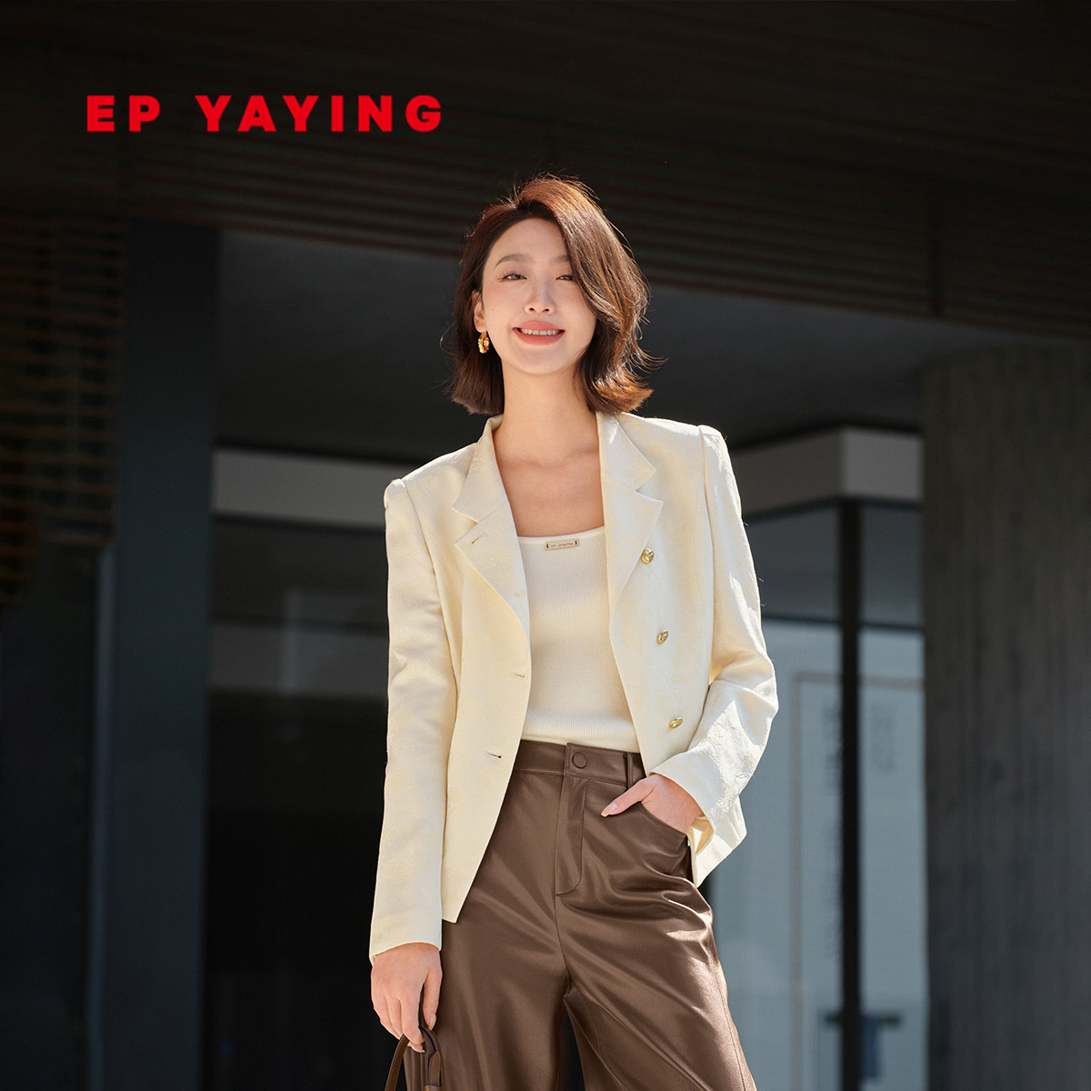 EP YAYING雅莹女装 真丝牡丹提花小西装外套 商场同款 1215A