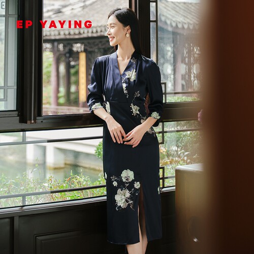 EP雅莹桑波缎真丝连衣裙