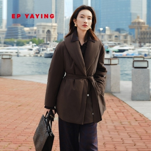 2025新款 青果领气质腰带鹅绒羽绒服 EP雅莹女装 Y921A 工坊系列