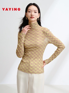 EP YAYING雅莹女装 高领印花网眼柔软打底衫上衣 2025新款5506A