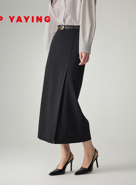 EP雅莹蓝标系列 干练西装裙 羊毛斜纹针织开叉筒裙 2026新款3503A