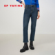 新款 EP雅莹2025冬装 女装 高腰烟管裤 J612A 加绒牛仔裤 三明治鹅绒