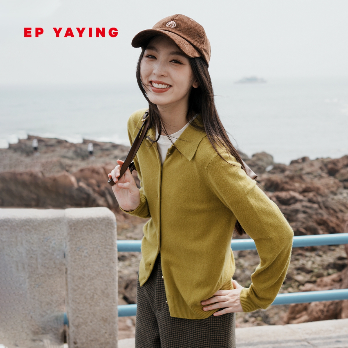 雅莹高知通勤polo针织开衫