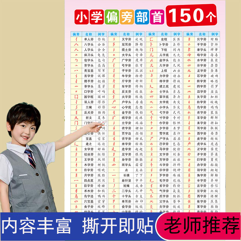 一年级笔画偏旁部首表小