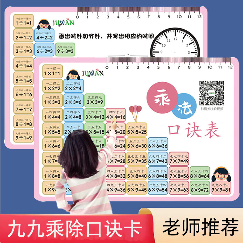 乘法口诀表挂图卡片墙贴九