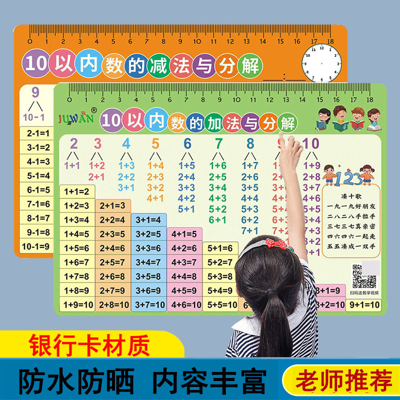 数学10以内的数字分解与组词卡片