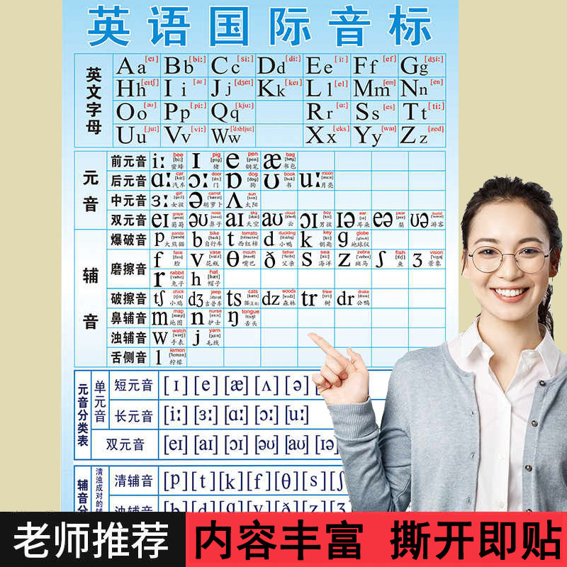 英语48个国际音标无声挂图