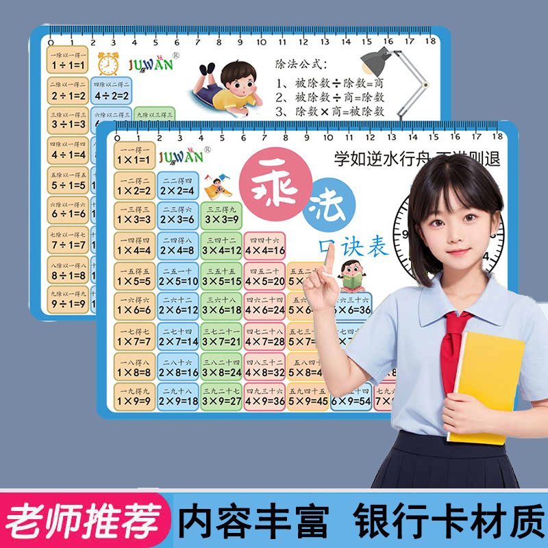 二年级卡片数学墙贴九九乘除口诀