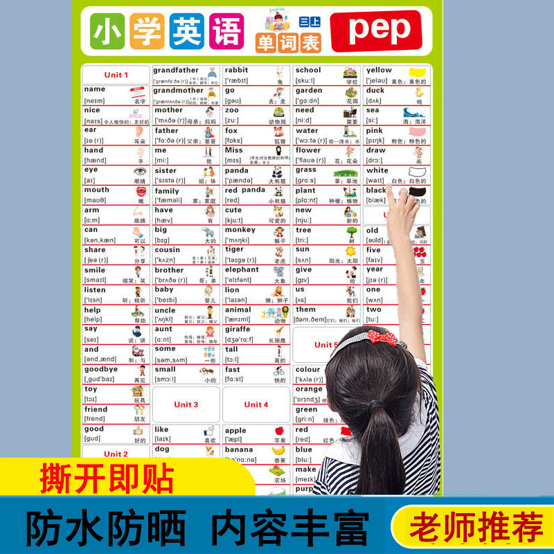 小学生人教版三年级英语单词挂图