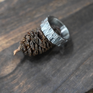 欧美轻奢风个性 指环饰品钛钢戒指 ins简约潮流复古维京文纹理时尚