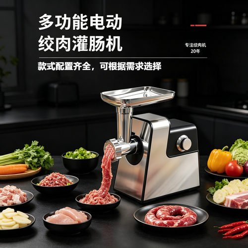 新款电动罐香肠神器家用绞肉机全自动款装香肠机电动灌肠机工具