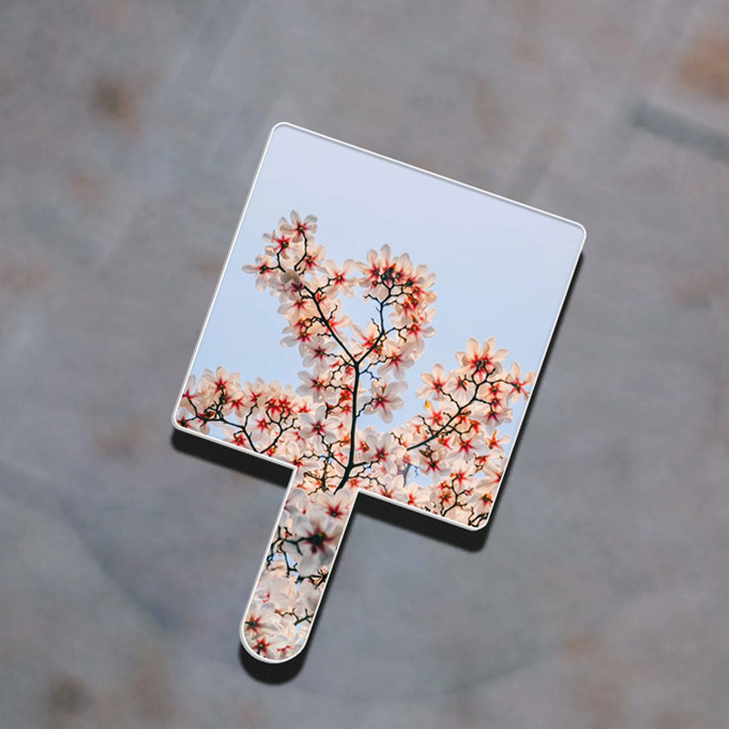 个性补妆镜子正方形手持迷你学生化妆镜高清便携手柄随身软镜定制