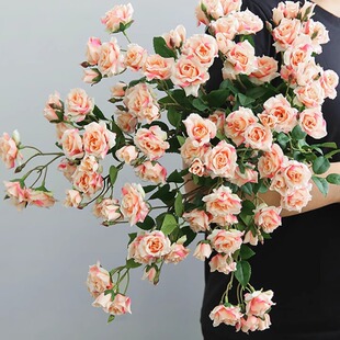 泡泡玫瑰高级仿真花玫瑰花摆设装 饰品餐桌现代家居客厅摆件轻奢花