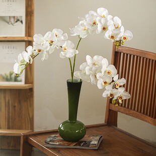 白色蝴蝶兰仿真花高品质单支兰花假花塑料花艺餐桌摆件插花永生花