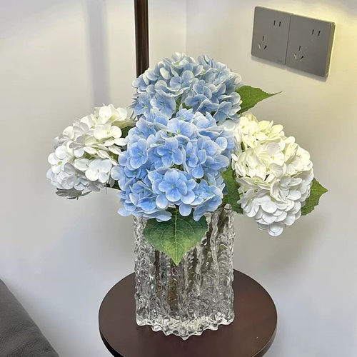 .莫兰迪复古绣球仿真花胶片手感湿感假花家居摆件婚庆布置花材
