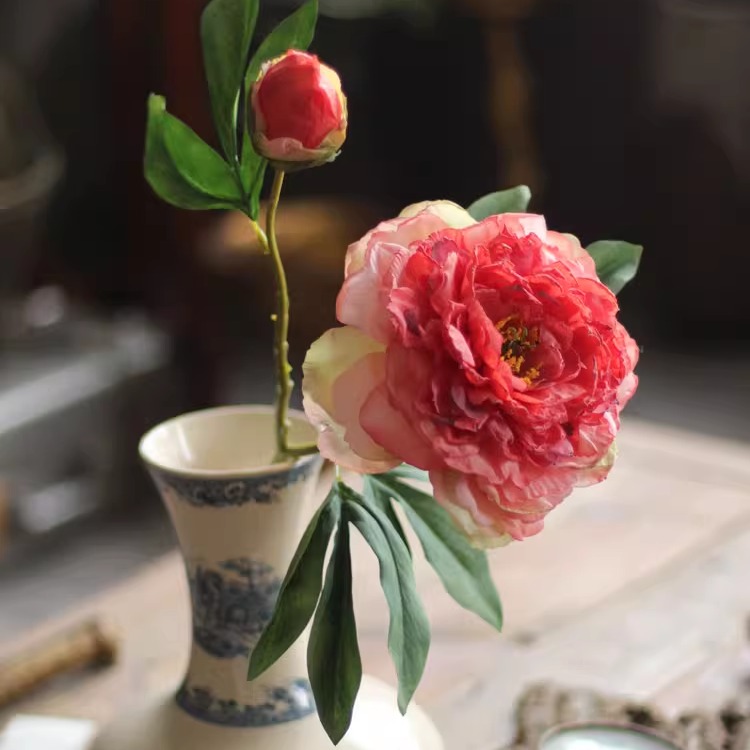 高档牡丹花绢花假花仿真花摆设客厅摆件塑料花高级感逼真装饰花卉