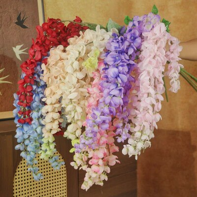 仿真紫藤花假花户外吊顶室内垂吊婚庆装饰景区藤条植物酒店