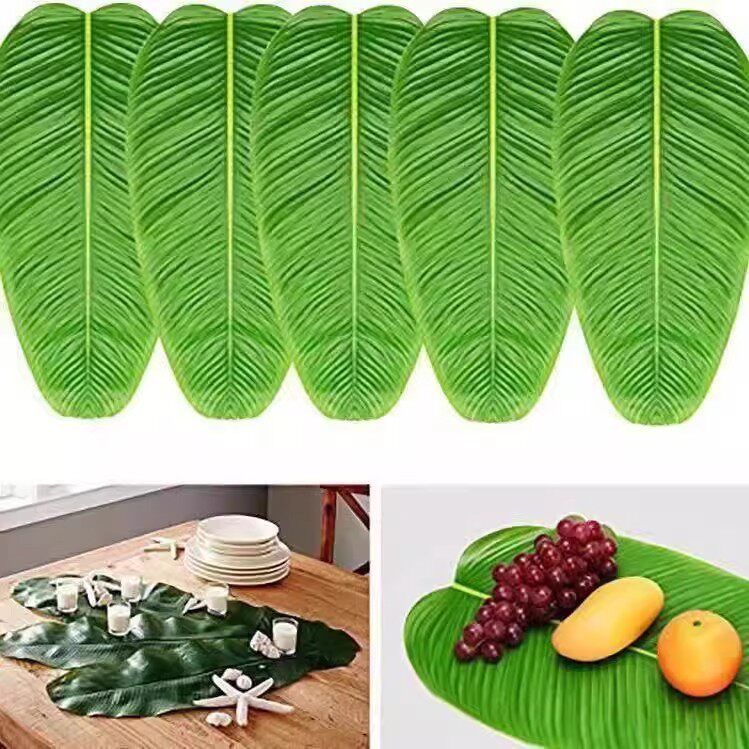 仿真荷叶塑料绿叶子水果食物装饰芭蕉叶树叶道具荷花海鲜冰台摆放