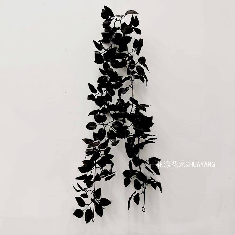 仿真黑色道具玫瑰藤条花束壁挂万圣节家居装饰假花拍摄布置玫瑰花