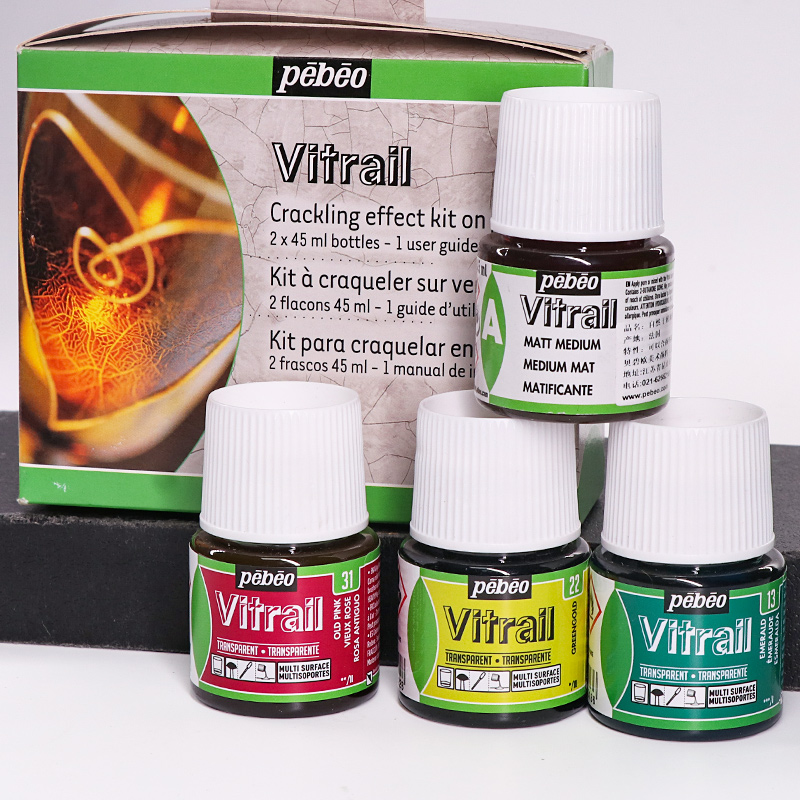 原装进口法国pebeo贝碧欧自然干玻璃颜料油性硅质免烤DIY手绘陶瓷石头金属有机玻璃窗彩彩绘透明汇优美专卖店