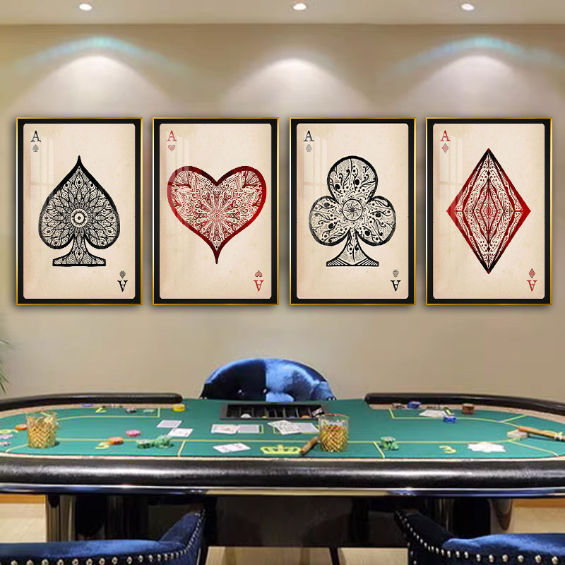 德州扑克牌纸牌棋牌室酒吧装饰画