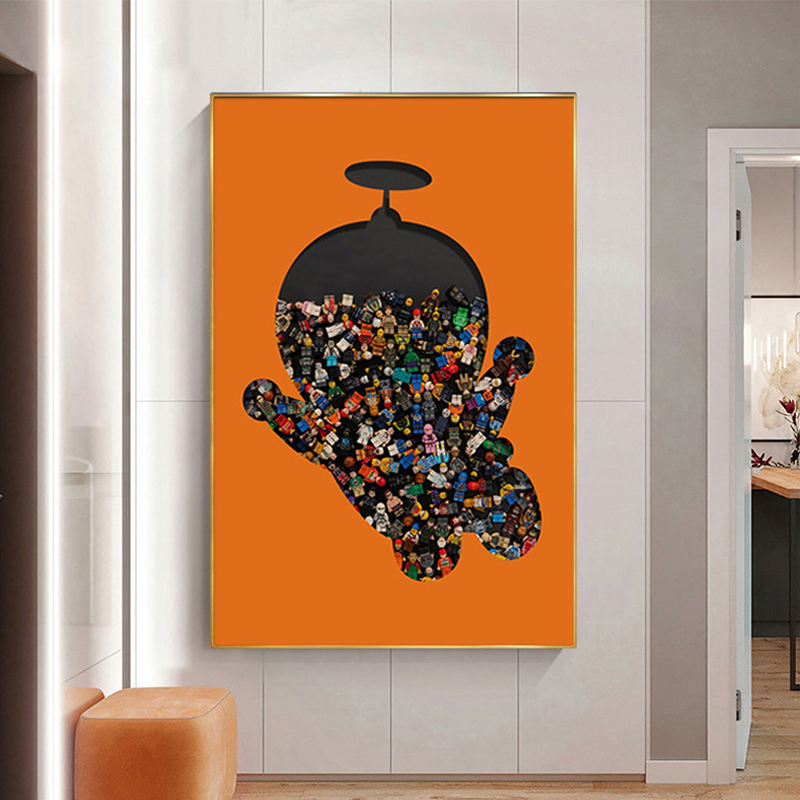 乐高积木挂画哆啦A梦卧室客厅