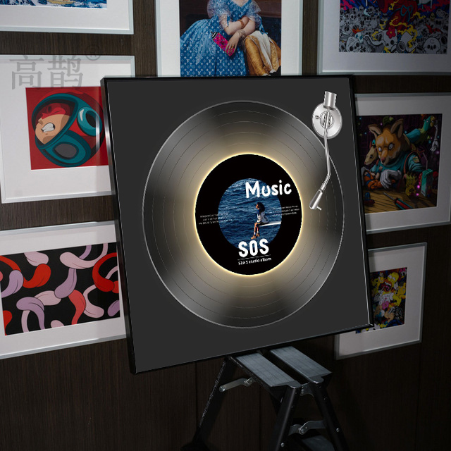 黑胶唱片LED发光音响装饰画客厅卧室床头挂画电竞房摆件音箱壁画