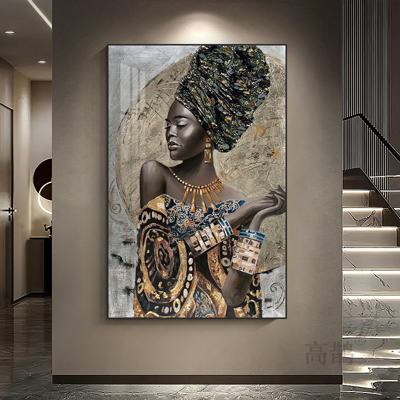 抽象艺术非洲人物挂画沙发背景墙装饰画高档酒店民宿别墅墙面装饰
