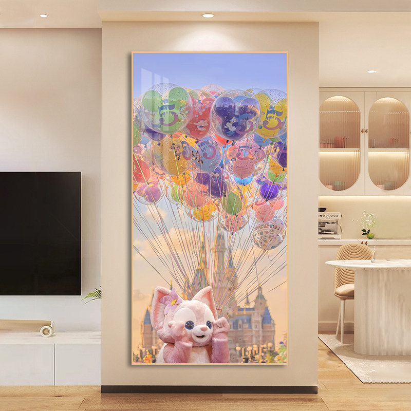 玲娜贝儿装饰画女孩卧室儿童房奶油风玄关挂画粉色迪士尼城堡壁画