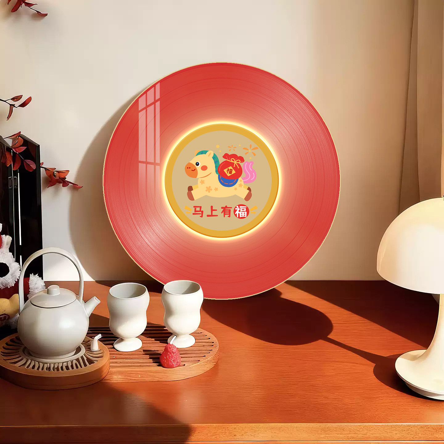 新年马上有钱黑胶唱片装饰画客厅卧室蓝牙音响挂画送朋友定制礼物